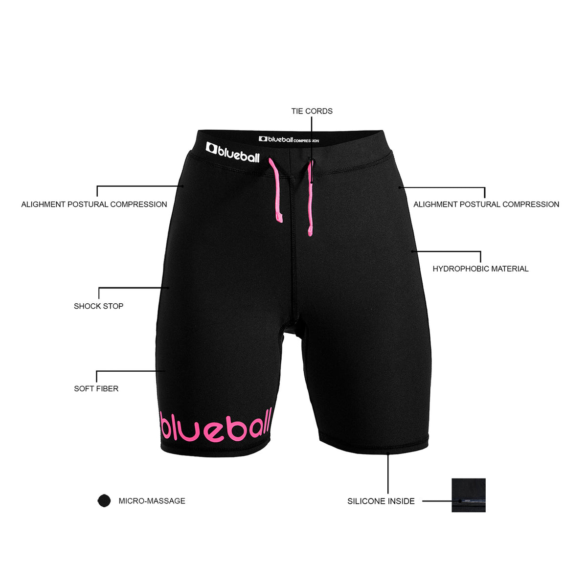 Compression Running Leggings For Women Short Length With Pink Logo And Ropes