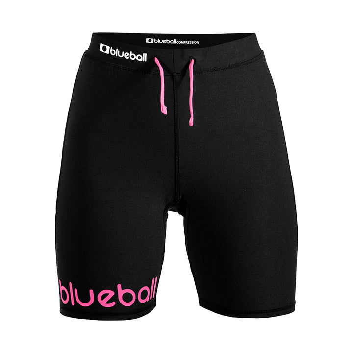 Compression Running Leggings For Women Short Length With Pink Logo And Ropes