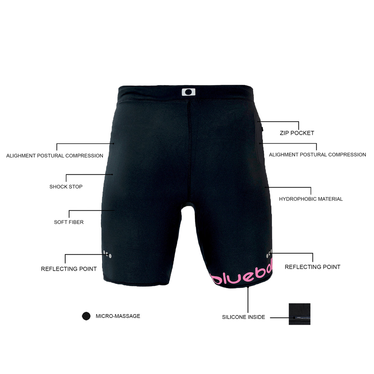 Compression Running Leggings For Women Short Length With Pink Logo And Ropes