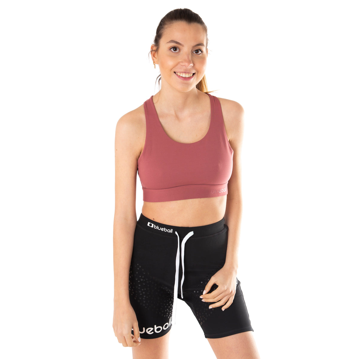 Compression Running Leggings For Women Short Length With White Logo And Ropes