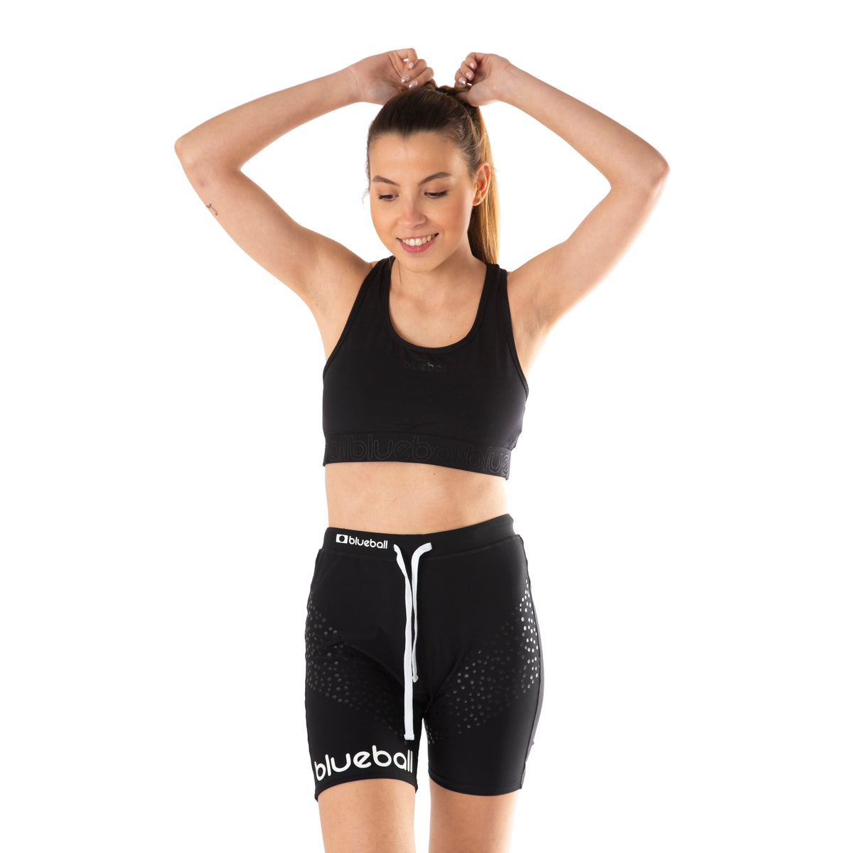 Compression Running Leggings For Women Short Length With White Logo And Ropes